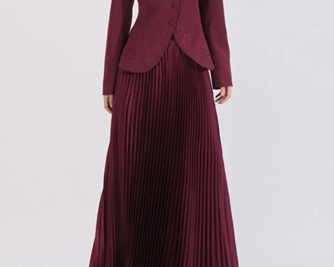 NEWYORKLISTED STYLE COLLECTION two-piece pleated skirt and button-up blouse set