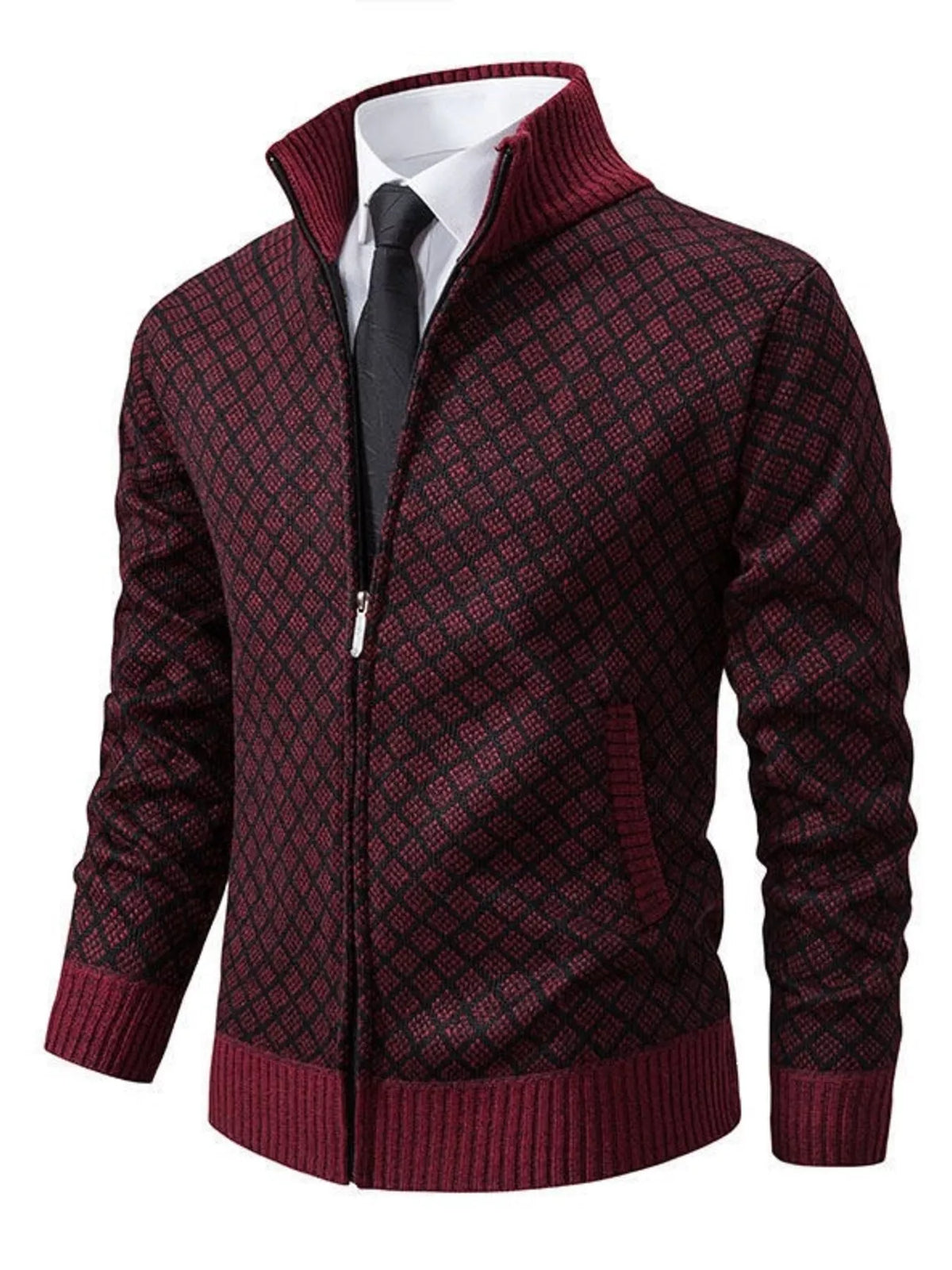 NEWYORKLISTED ATLAS MEN'S COLLECTION – Men's geometric full-zip cardigan, product image 9