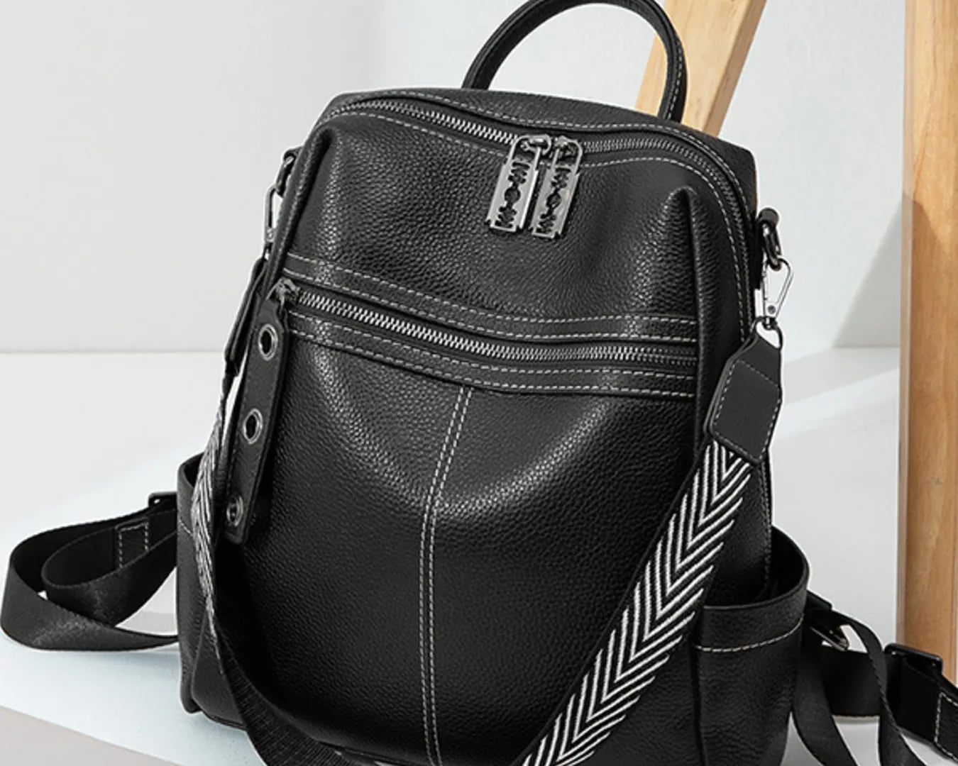 👜 NEWYORKLISTED STYLE COLLECTION: Luxe Leatherette Multi-Compartment City Backpack – Medium Size