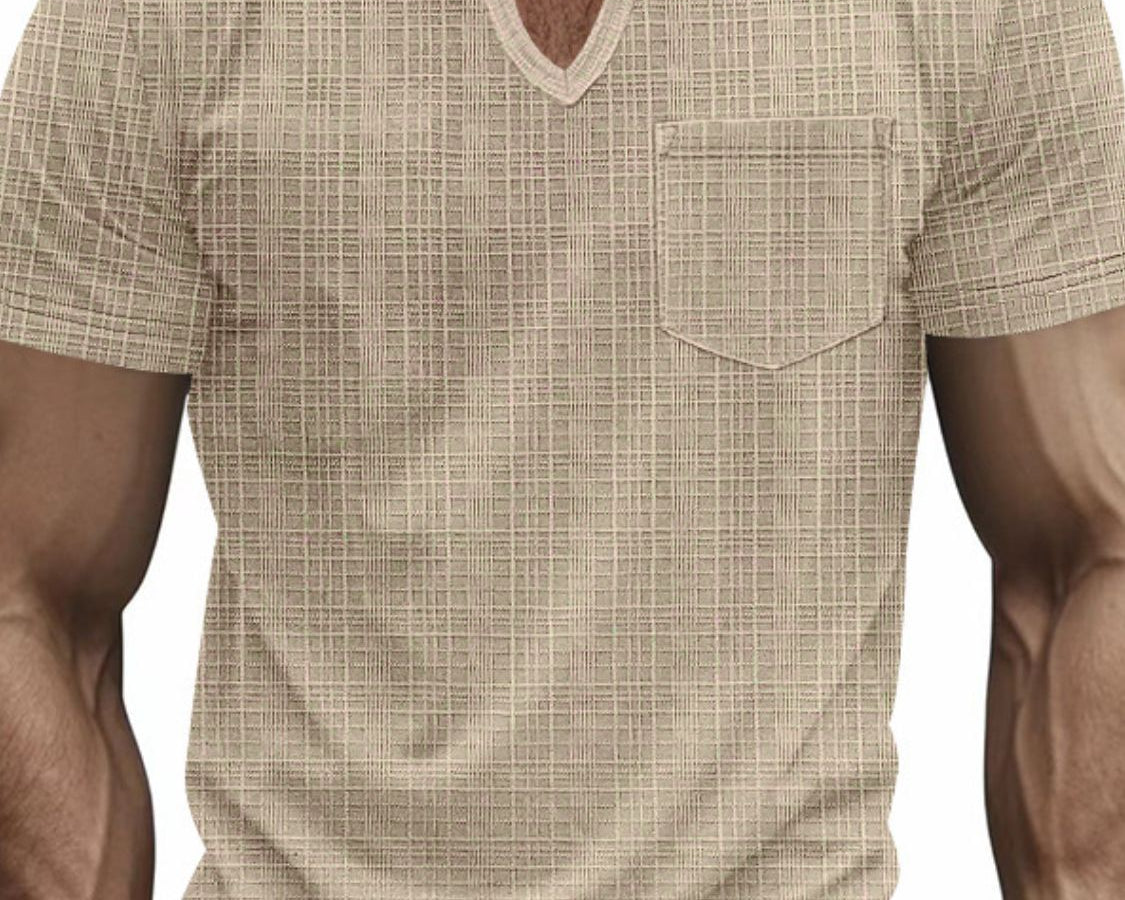 NEWYORKLISTED ATLAS MEN’S COLLECTION: Men's Full Size Notched Short Sleeve T-Shirt in Khaki