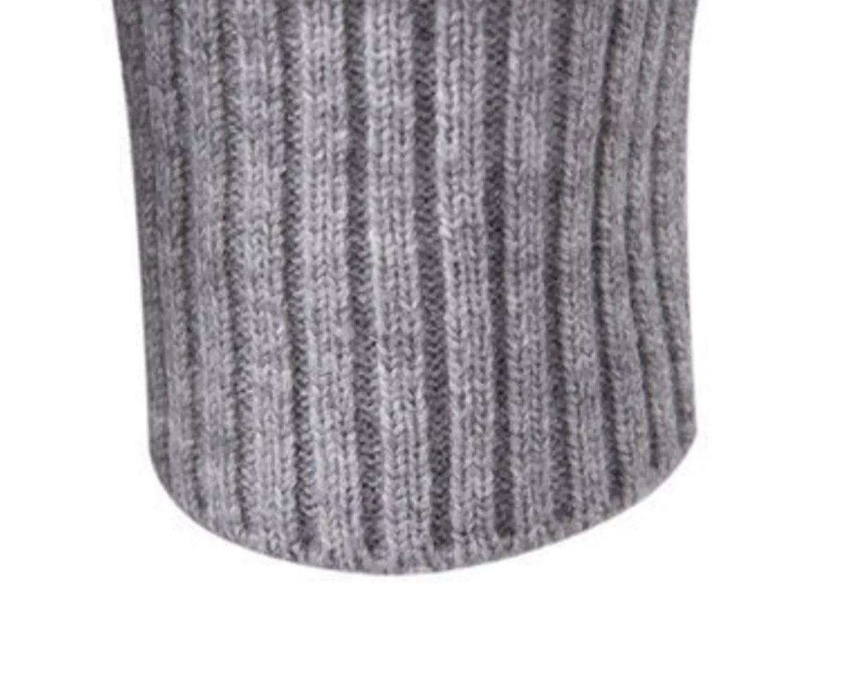NEWYORKLISTED ATLAS MEN'S COLLECTION: Men's quarter-zip ribbed knit sweater, model view
