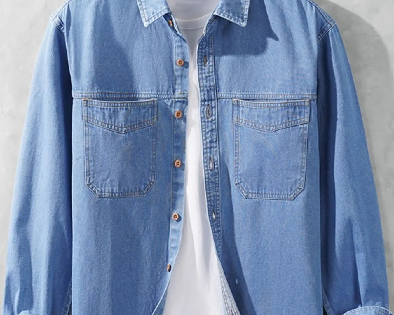 NEWYORKLISTED ATLAS MEN'S COLLECTION: Men's Plus Size Button Up Long Sleeve Denim Shirt