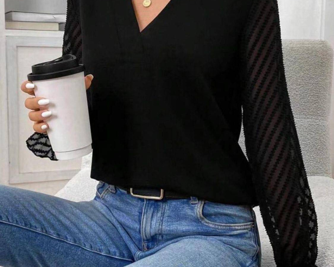 NEWYORKLISTED STYLE COLLECTION: Sheer Flounce Sleeve Blouse