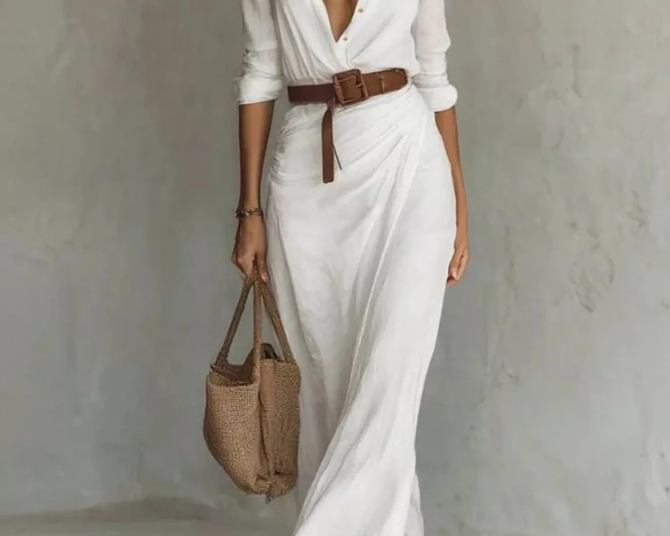 ruched long sleeve maxi dress in white NEWYORKLISTED STYLE COLLECTION