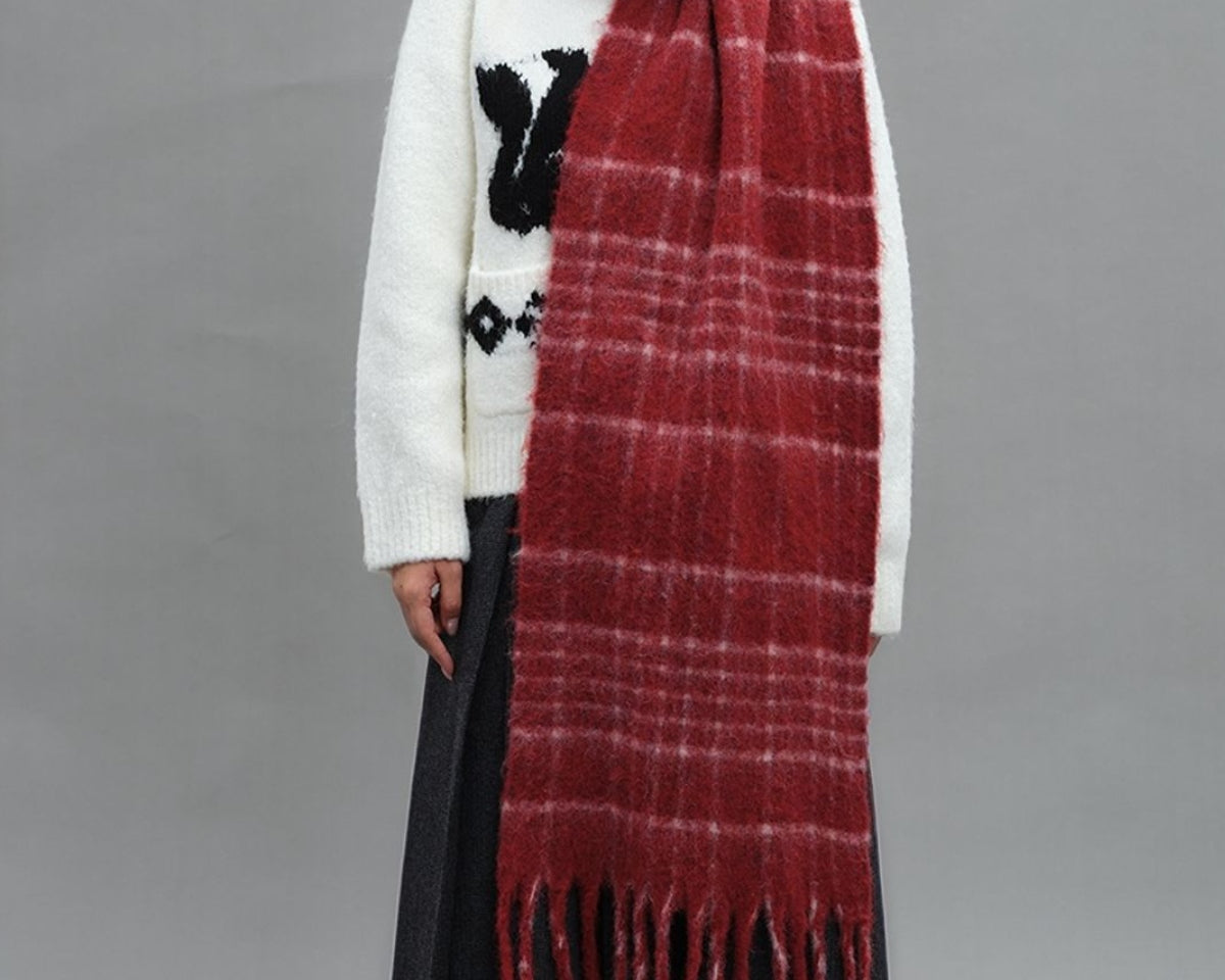 NEWYORKLISTED STYLE COLLECTION: Fringe Plaid Thermal Scarf - NEWYORKLISTED