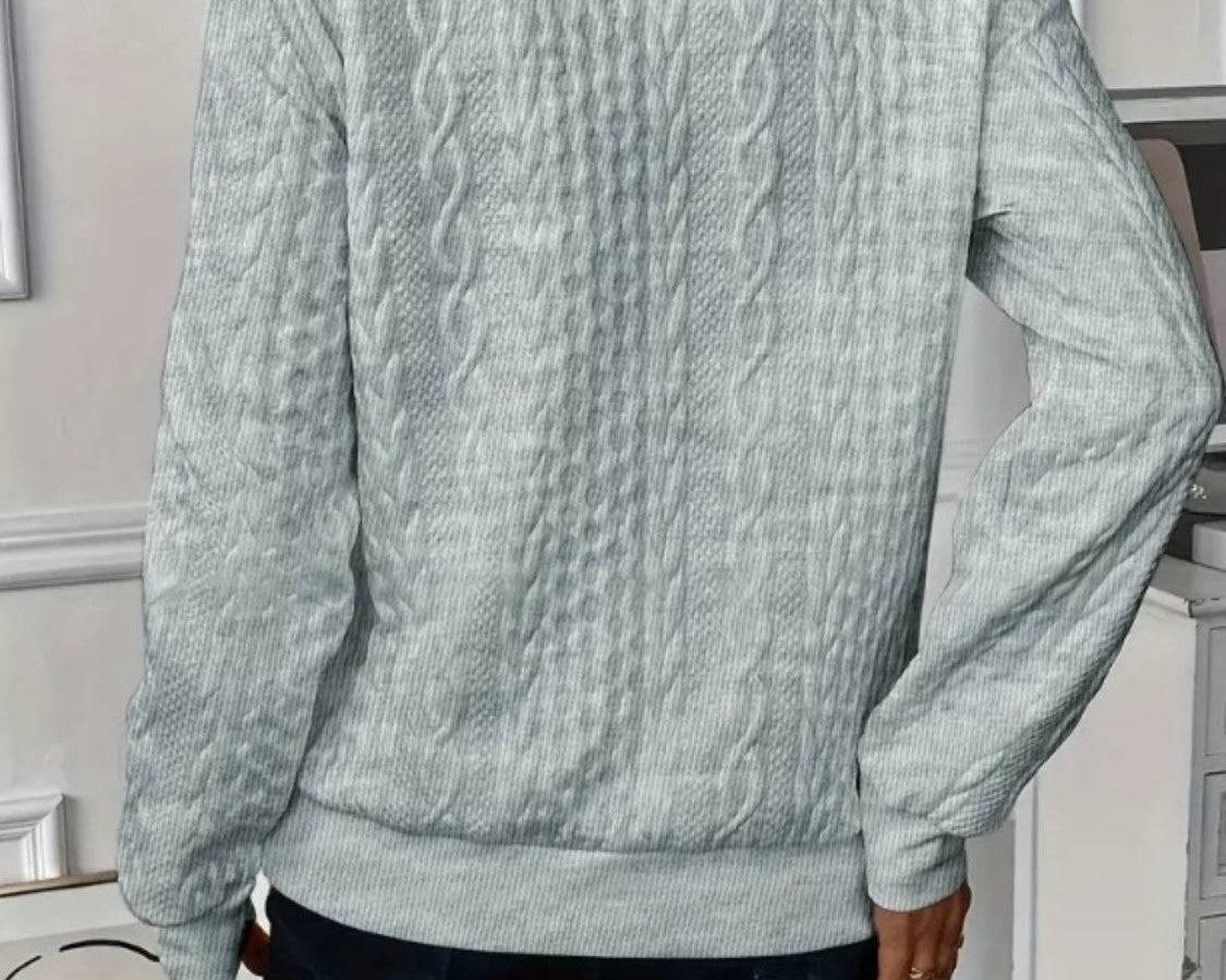 Texture Half Zip Long Sleeve Sweatshirt - NEWYORKLISTED