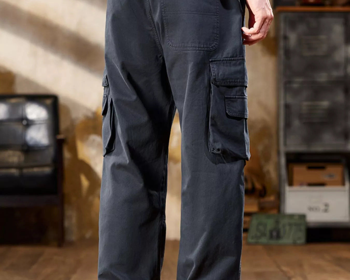 Durable cotton cargo pants for men, casual streetwear style: NEWYORKLISTED ATLAS MEN'S COLLECTION