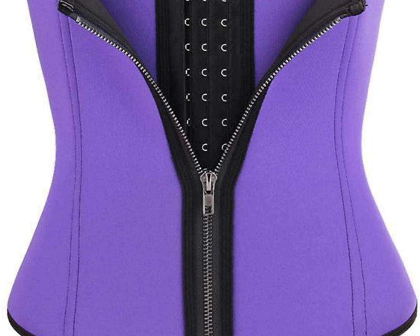 NEWYORKLISTED Intimate Apparel: Purple waist trainer with black zipper on a white background