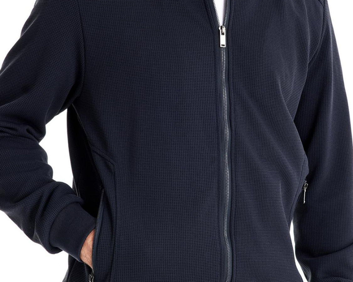 NEWYORKLISTED ATLAS MEN'S COLLECTION: Waffle Knit Baseball Collar Jacket - In Black