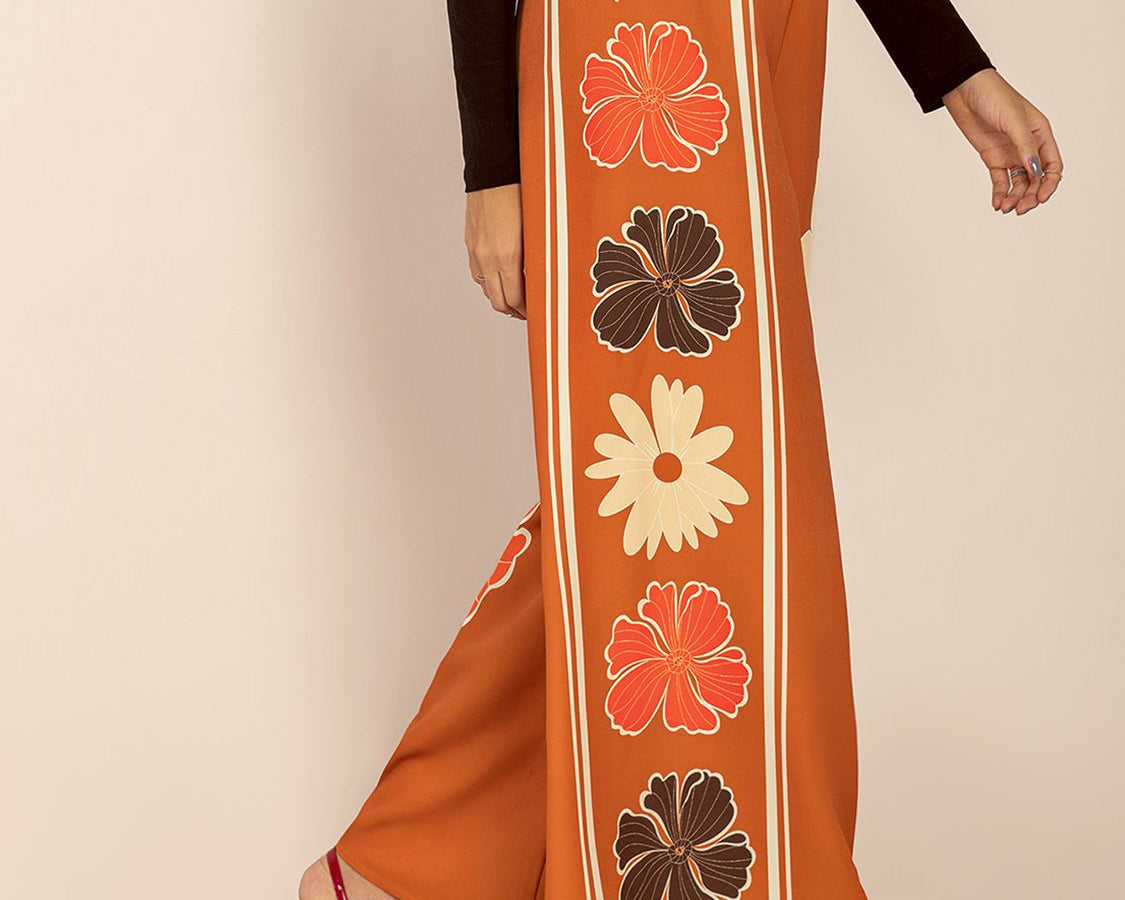 NEWYORKLISTED STYLE COLLECTION: Wide Leg Flower Motif Pants - NEWYORKLISTED