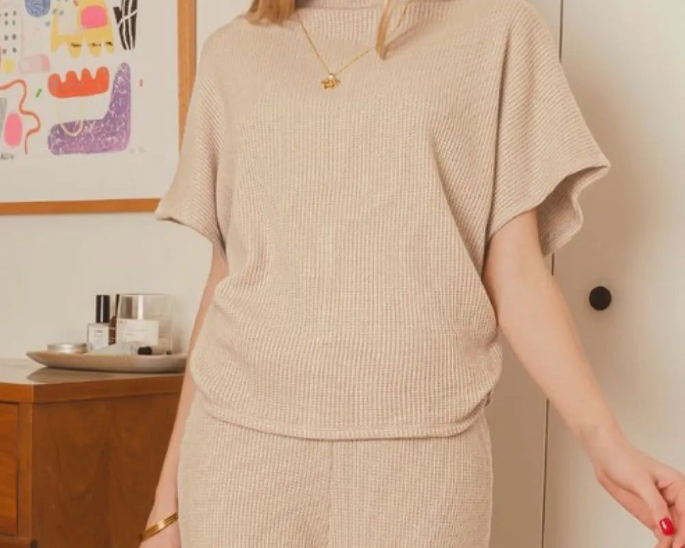 NEWYORKLISTED STYLE COLLECTION: Sweater Mock Neck Top & Long Pants Set