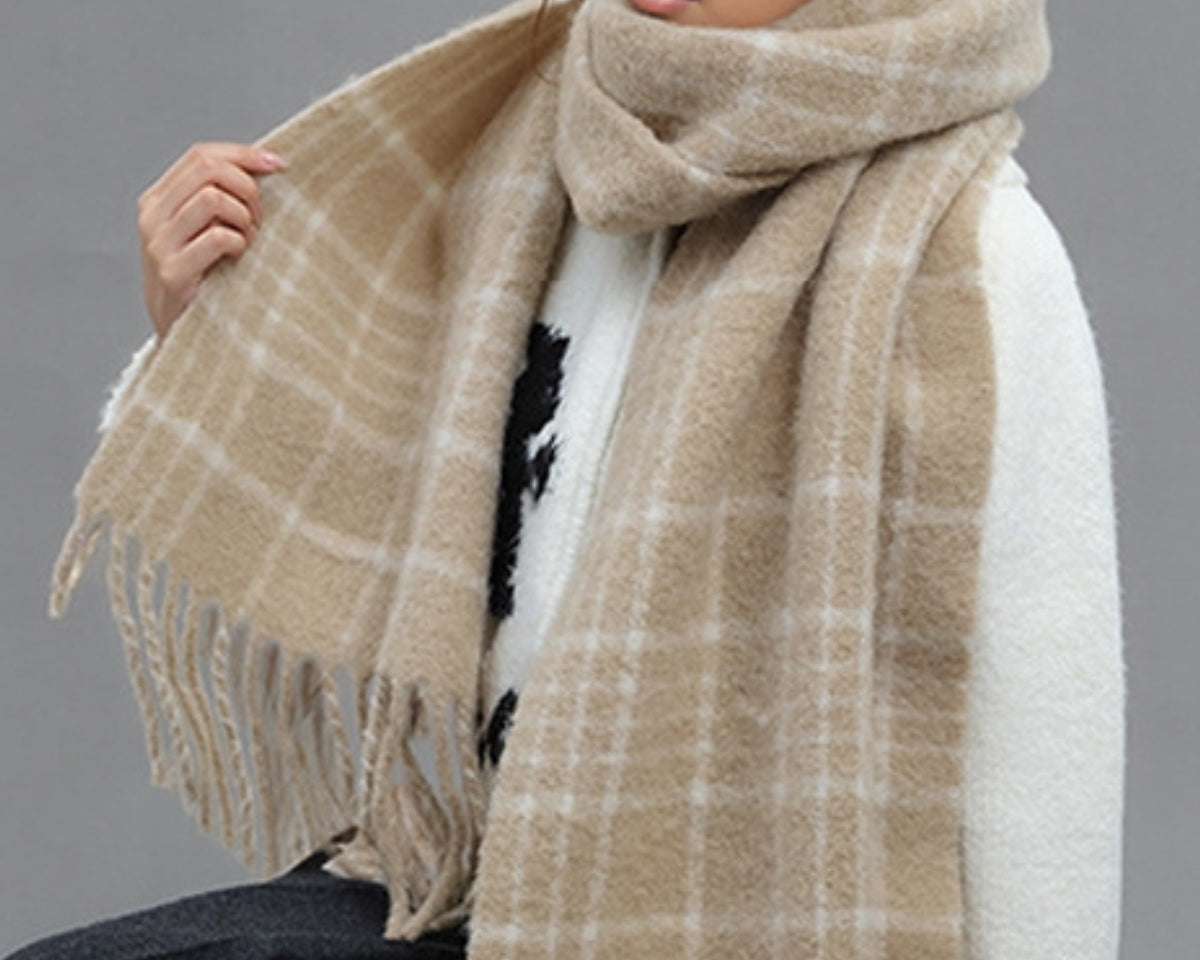 NEWYORKLISTED STYLE COLLECTION: Fringe Plaid Thermal Scarf - NEWYORKLISTED