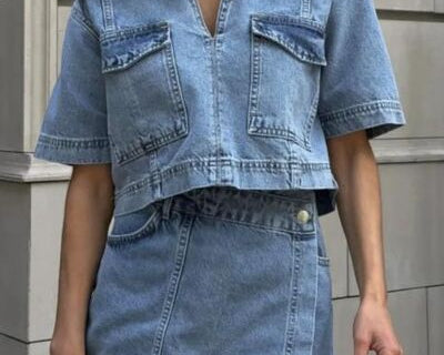 NEWYORKLISTED STYLE COLLECTION: Short Sleeve Top and Skort Denim Set