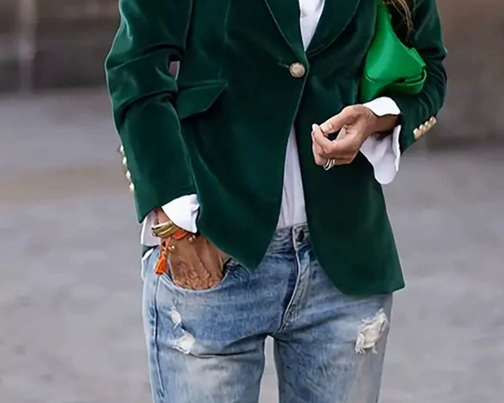 Lapel Collar One Button Blazer - NEWYORKLISTED