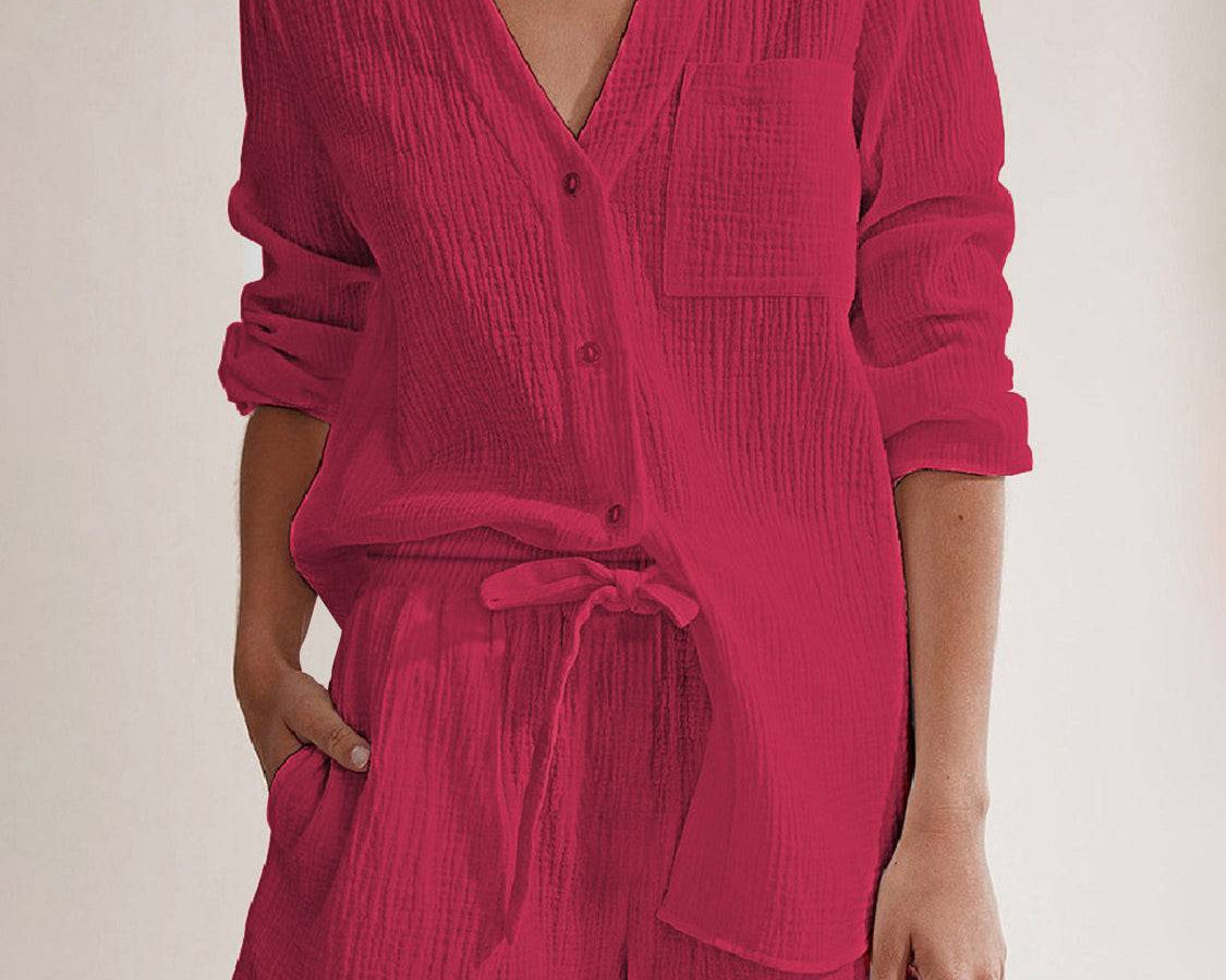 NYLD: Notched Long Sleeve Top and Shorts Set - NEWYORKLISTED