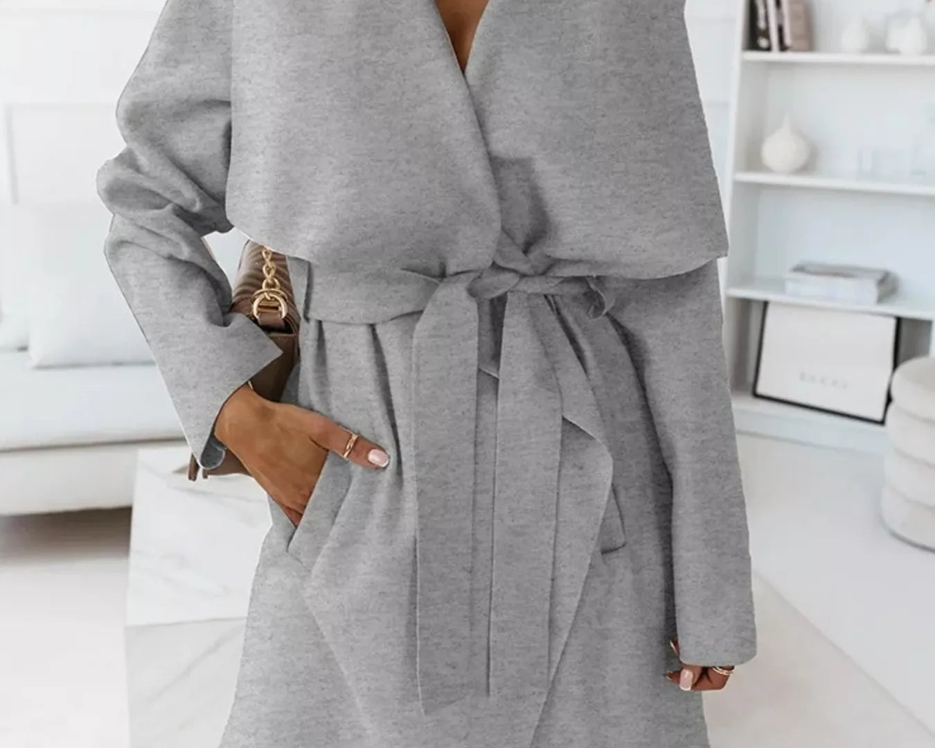 NEWYORKLISTED STYLE COLLECTION: Tie-Waist Long Sleeve Outerwear Coat — Elegant Belted Layering Jacket