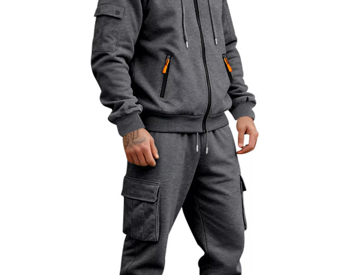 NEWYORKLISTED ATLAS MEN'S COLLECTION – Men's zip-up hoodie and cargo pants two-piece set, product image 11