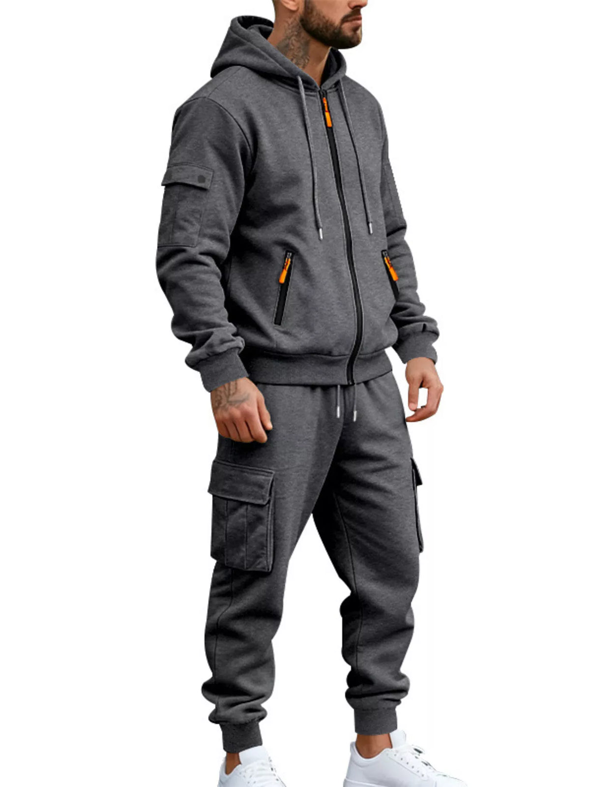 NEWYORKLISTED ATLAS MEN'S COLLECTION – Men's zip-up hoodie and cargo pants two-piece set, product image 11