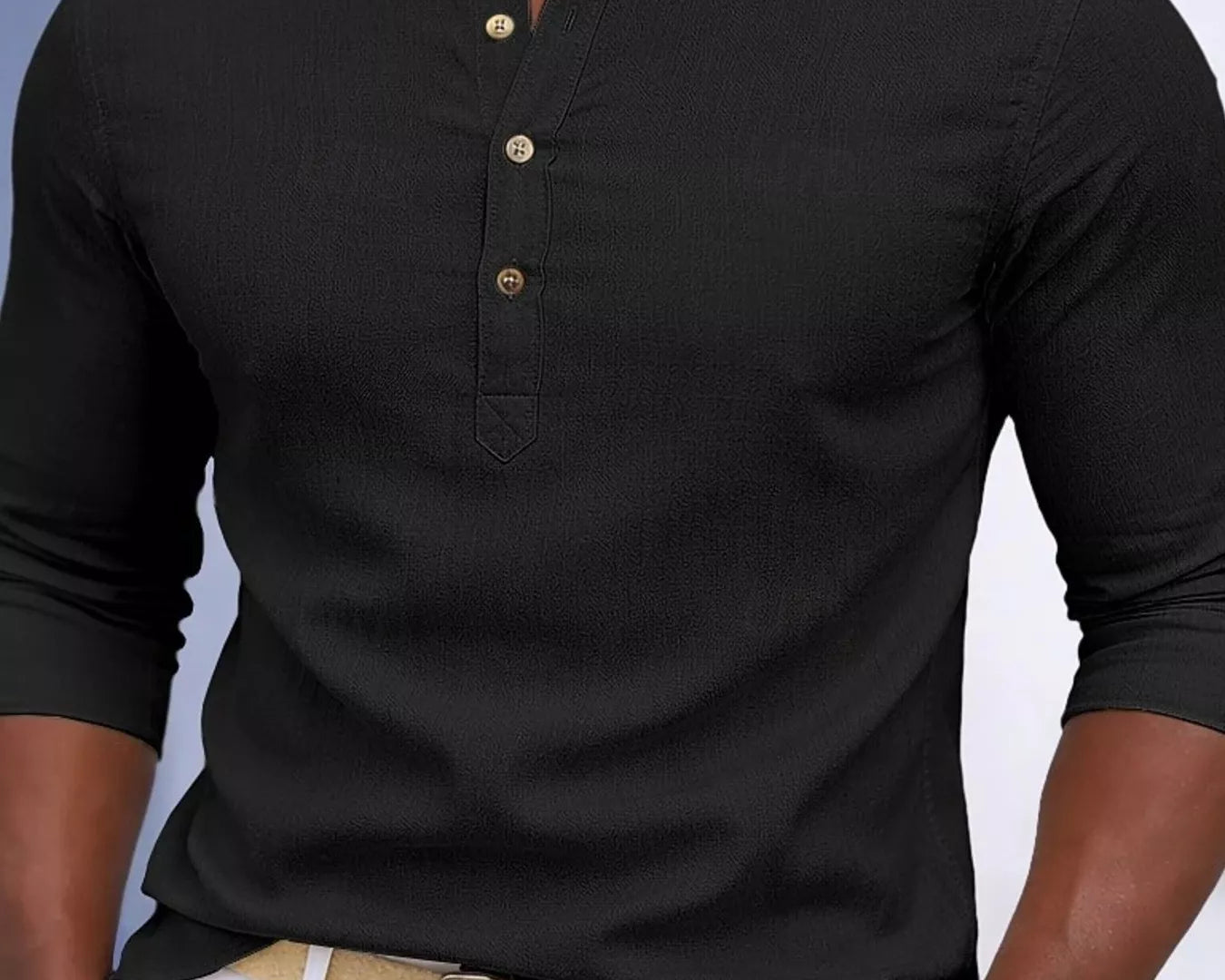 NEWYORKLISTED ATLAS MEN'S COLLECTION: Button Detail Slim Fit Shirt in Black
