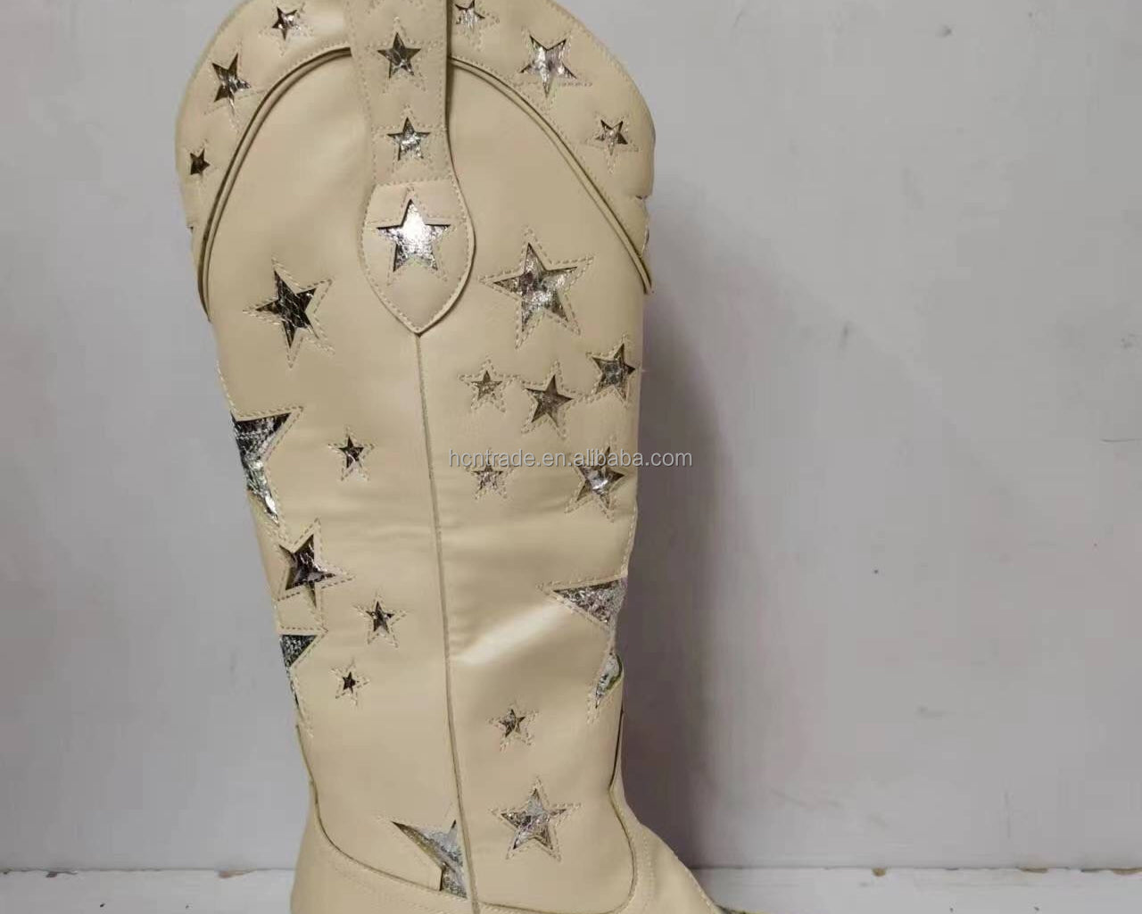 BUSY GIRL XY4068 Womens Western Boots Knee High Classic Star Black Heels Hiking Party Shoes Black Leather Cowboy Boots for Women - NEWYORKLISTED