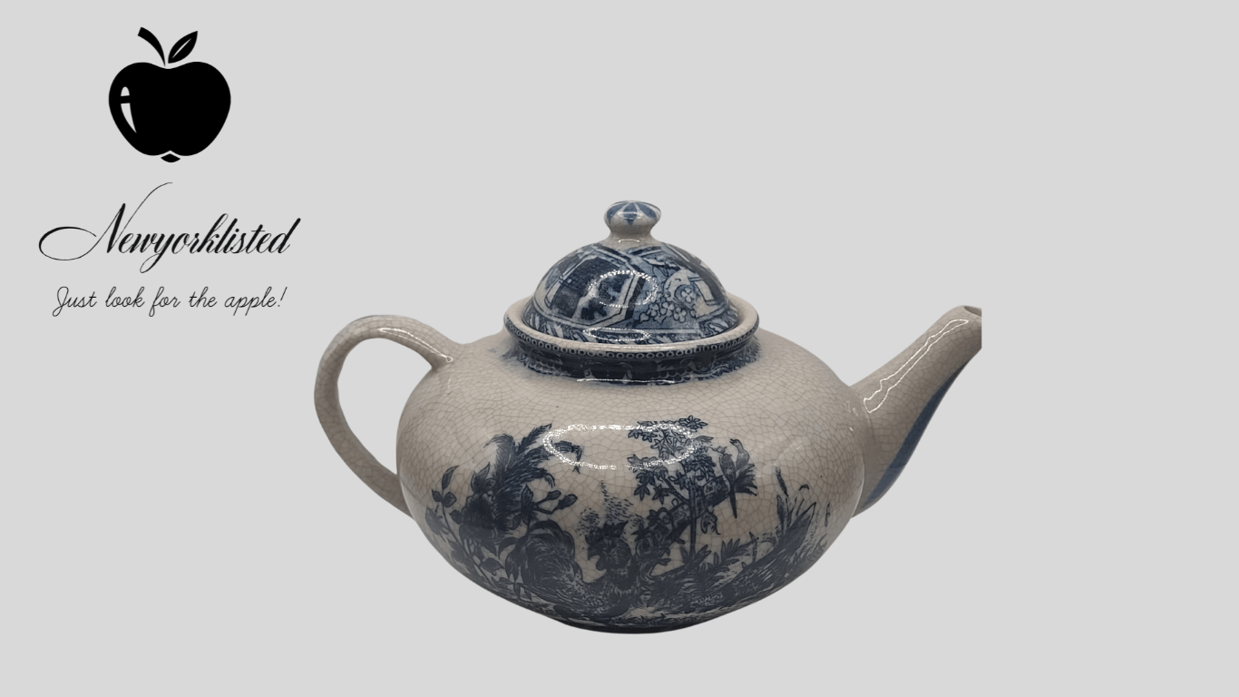 Blue and White Porcelain Teapot – 18th Century Style Replica with Crackle Glaze - NEWYORKLISTED