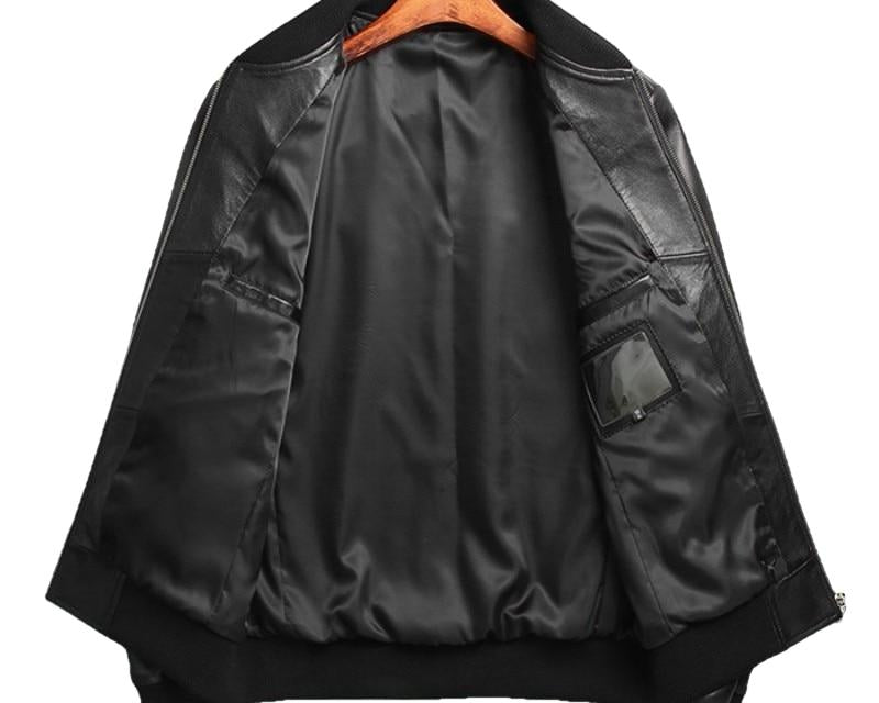 Gendry Genuine Black Aviation Men Sheepskin Real Leather Coat-1