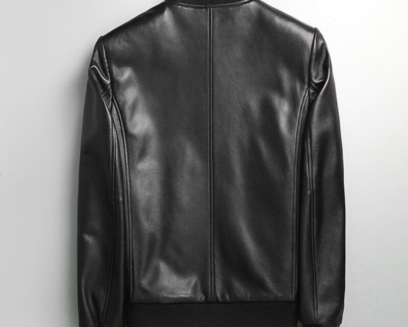 Gendry Genuine Black Aviation Men Sheepskin Real Leather Coat-4