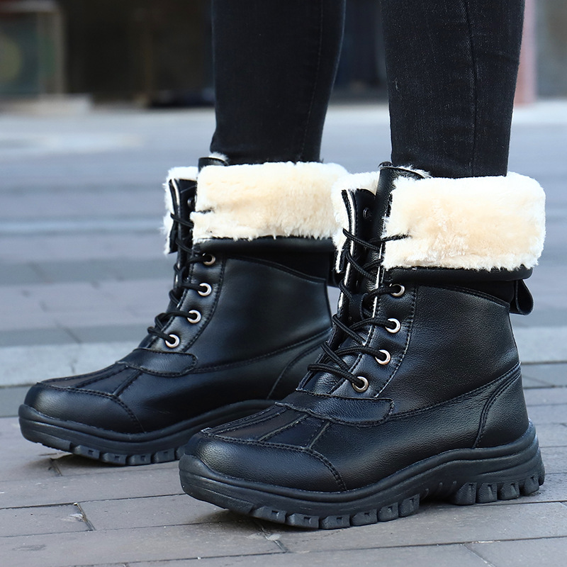 2021 Winter New Women's Leather Boots Martin Boots High Top Leather Shoes - NEWYORKLISTED
