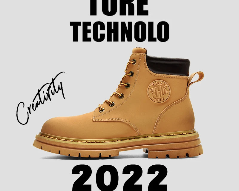 NEWYORKLISTED: Tan sneaker with brand logo on a light gray background, featuring text 'Ture Technolo', 'Creativity', and '2022 Fashion Vintage Sneakers'.