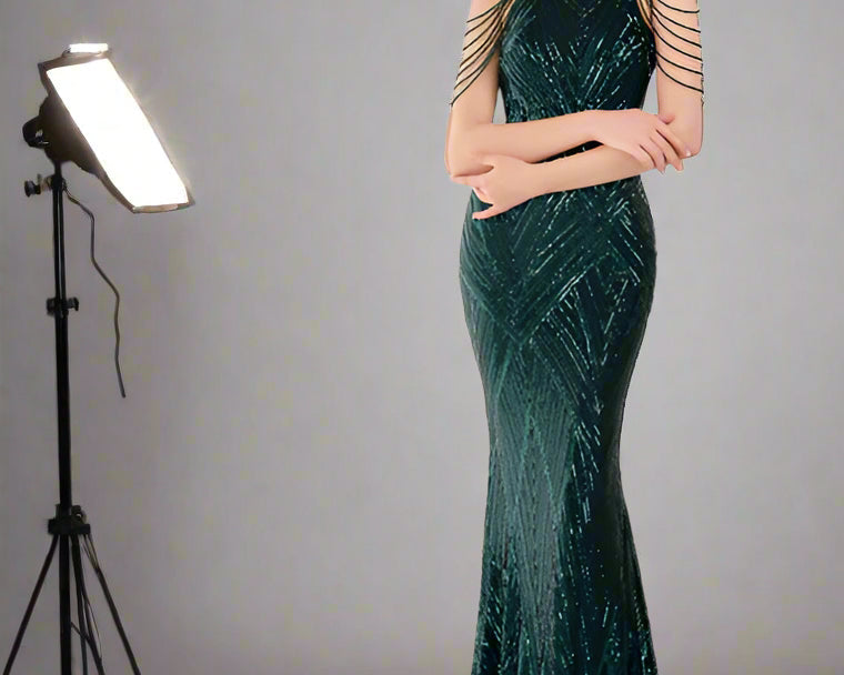 Backless Lace Evening Dress Women Party Long Wear Sequin Fishtail Silk Sexy Dresses Gowns for Women Evening Dresses Elegant - NEWYORKLISTED