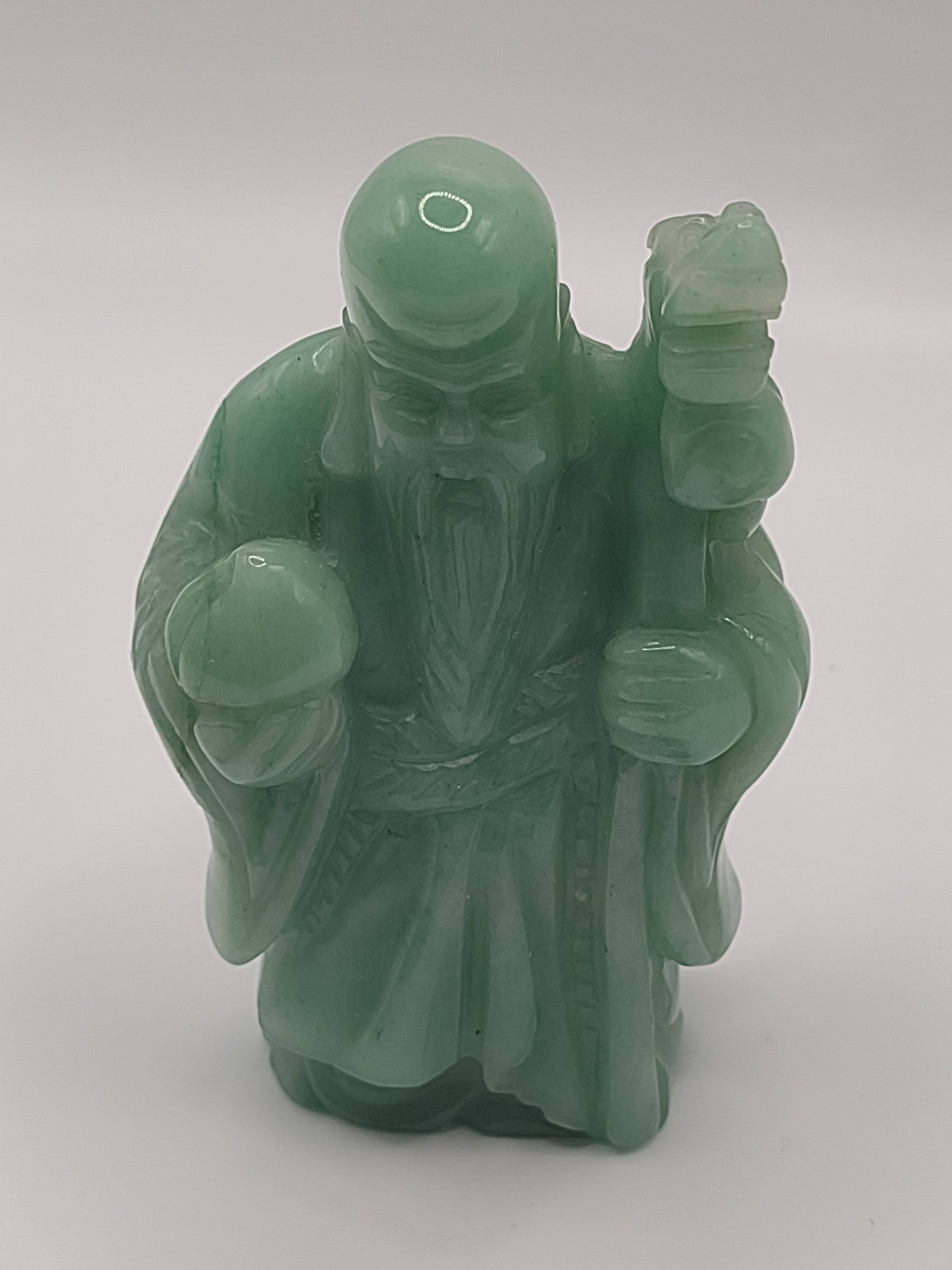 Hand-Carved Solid Jade Figurine – Shou Lao, God of Longevity: NEWYORKLISTED UNIQUE FINDS COLELCTION - NEWYORKLISTED