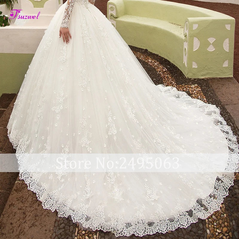 NEWYORKLISTED ELEGANT Long Sleeve Princess Bridal Gown Customized - NEWYORKLISTED