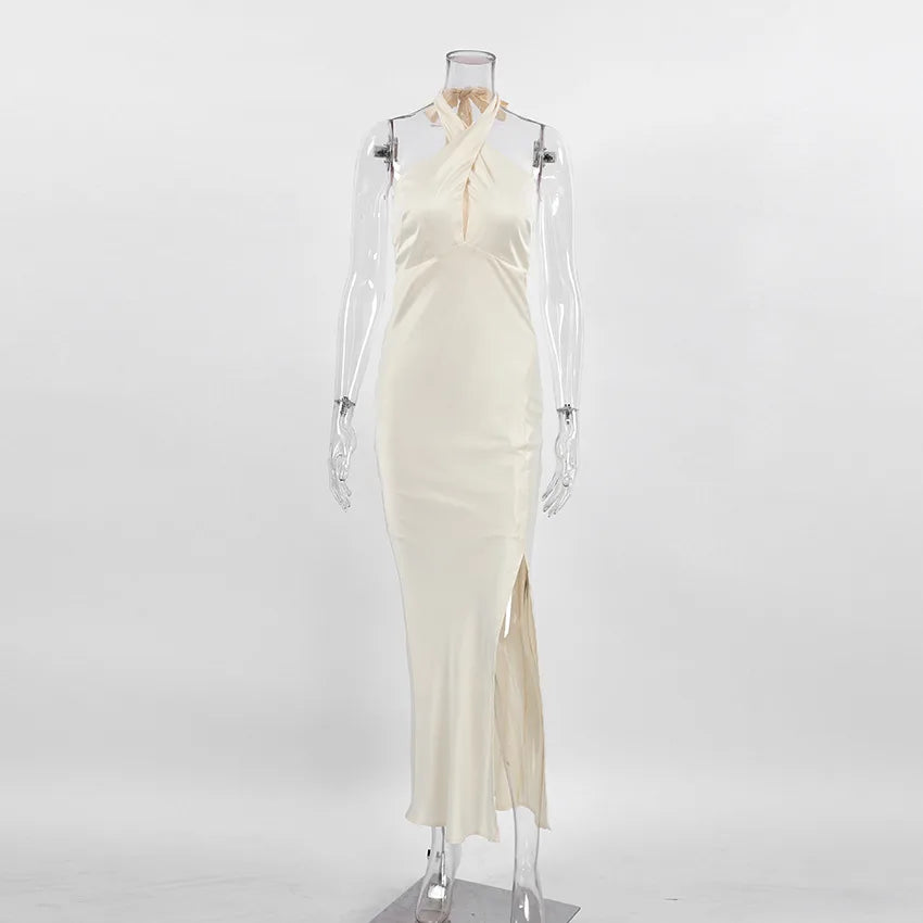 Women's Clothes Ladies Evening Slip Dresses Women New Sexy Night Club Party Cutout Casual Silky Midi a Neck Wrap Dress - NEWYORKLISTED