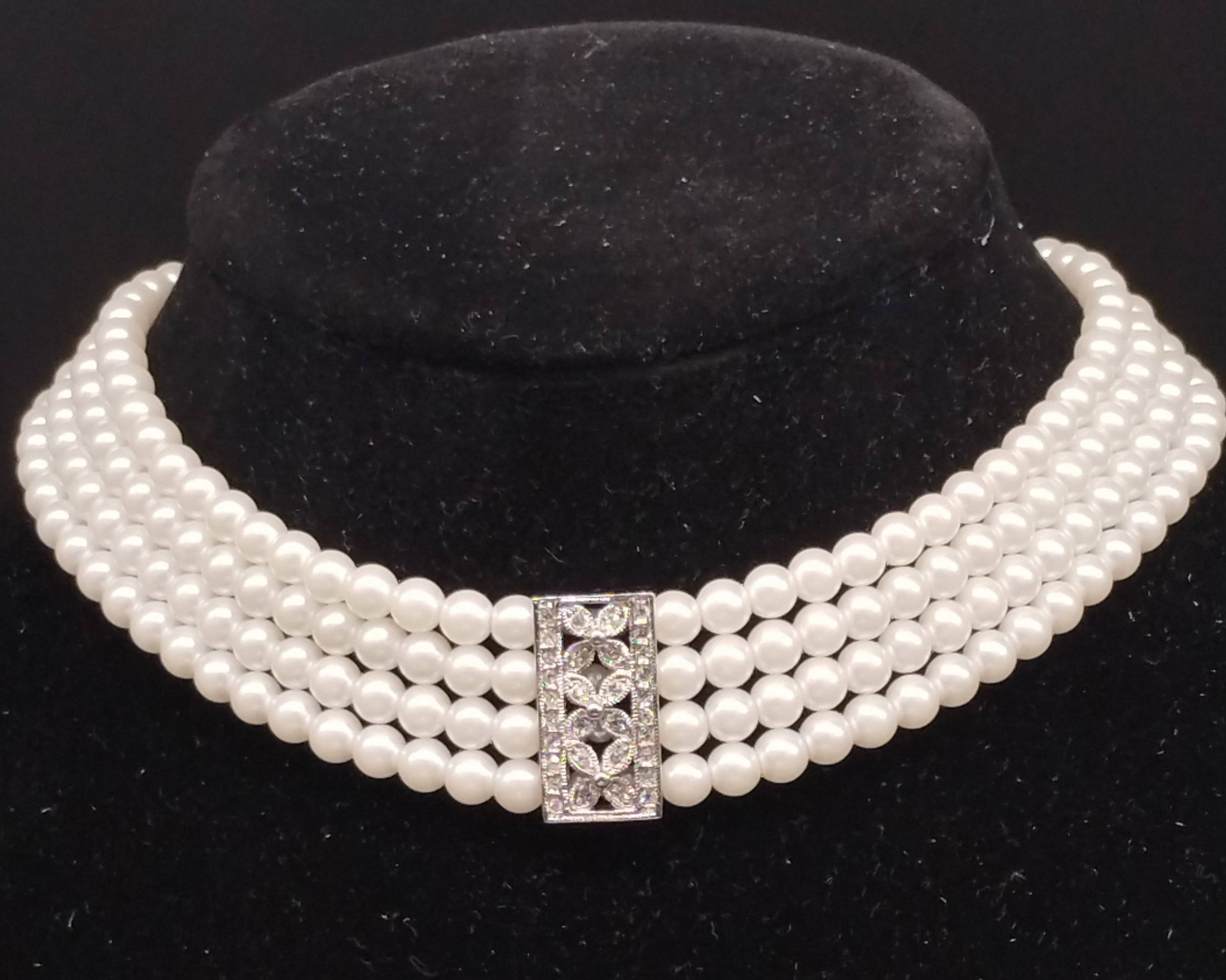 NEWYORKLISTED - Vintage Four Strand Simulated Pearl Necklace - NEWYORKLISTED