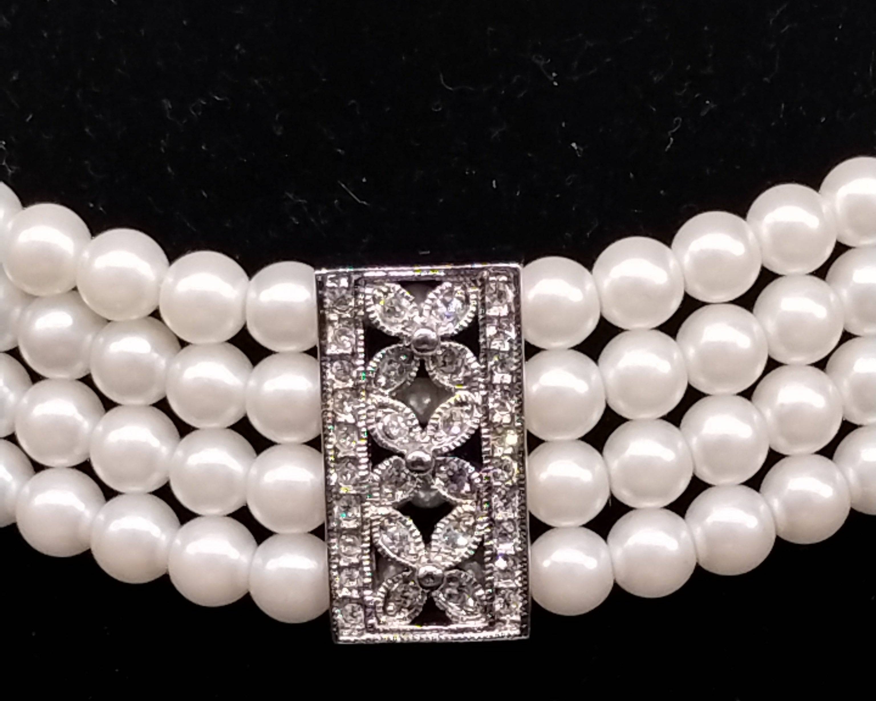 NEWYORKLISTED - Vintage Four Strand Simulated Pearl Necklace - NEWYORKLISTED