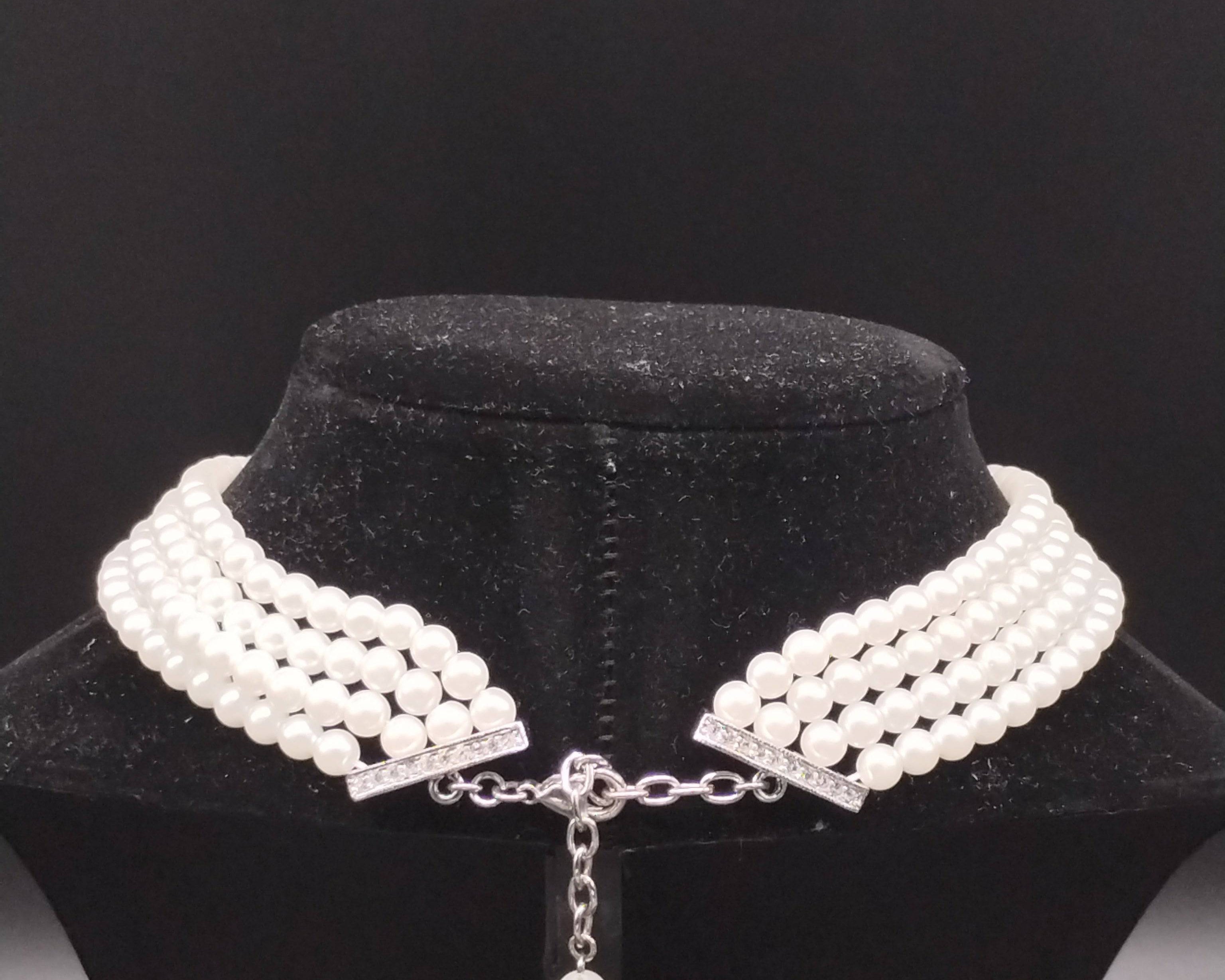 NEWYORKLISTED - Vintage Four Strand Simulated Pearl Necklace - NEWYORKLISTED
