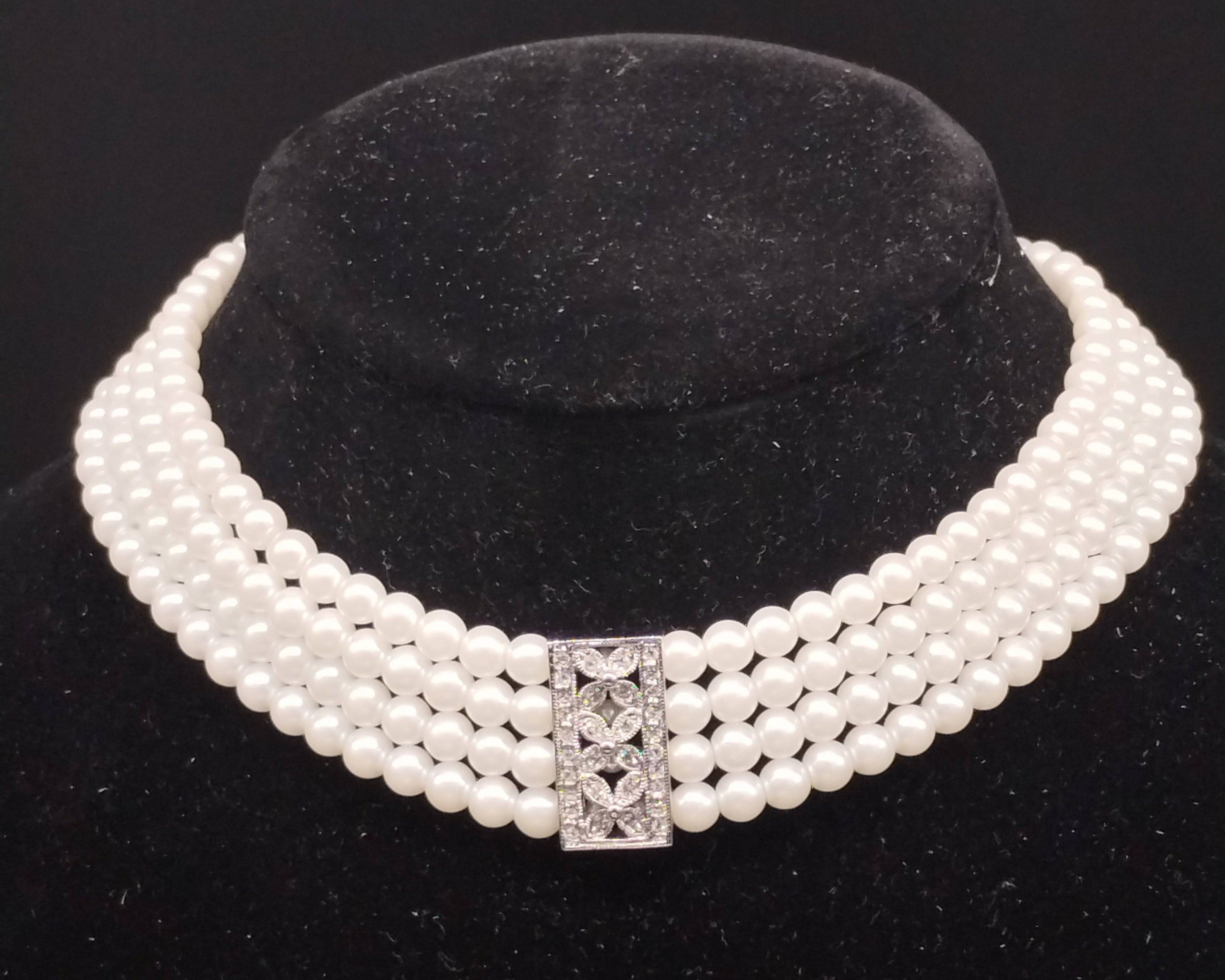 NEWYORKLISTED - Vintage Four Strand Simulated Pearl Necklace - NEWYORKLISTED