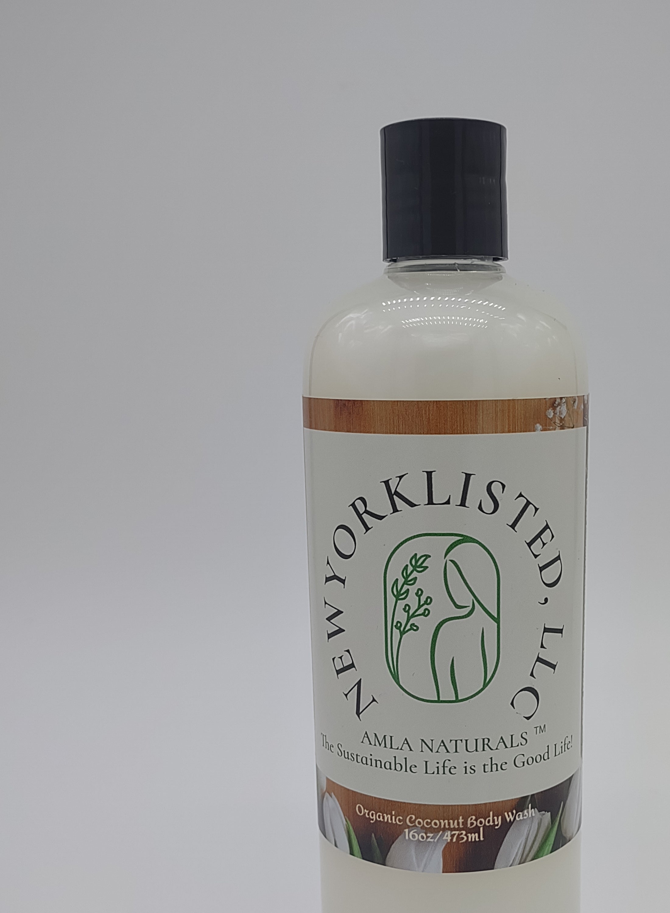 AMLA NATURALS Coconut Organic Body Wash: Bottle with a label on a white background