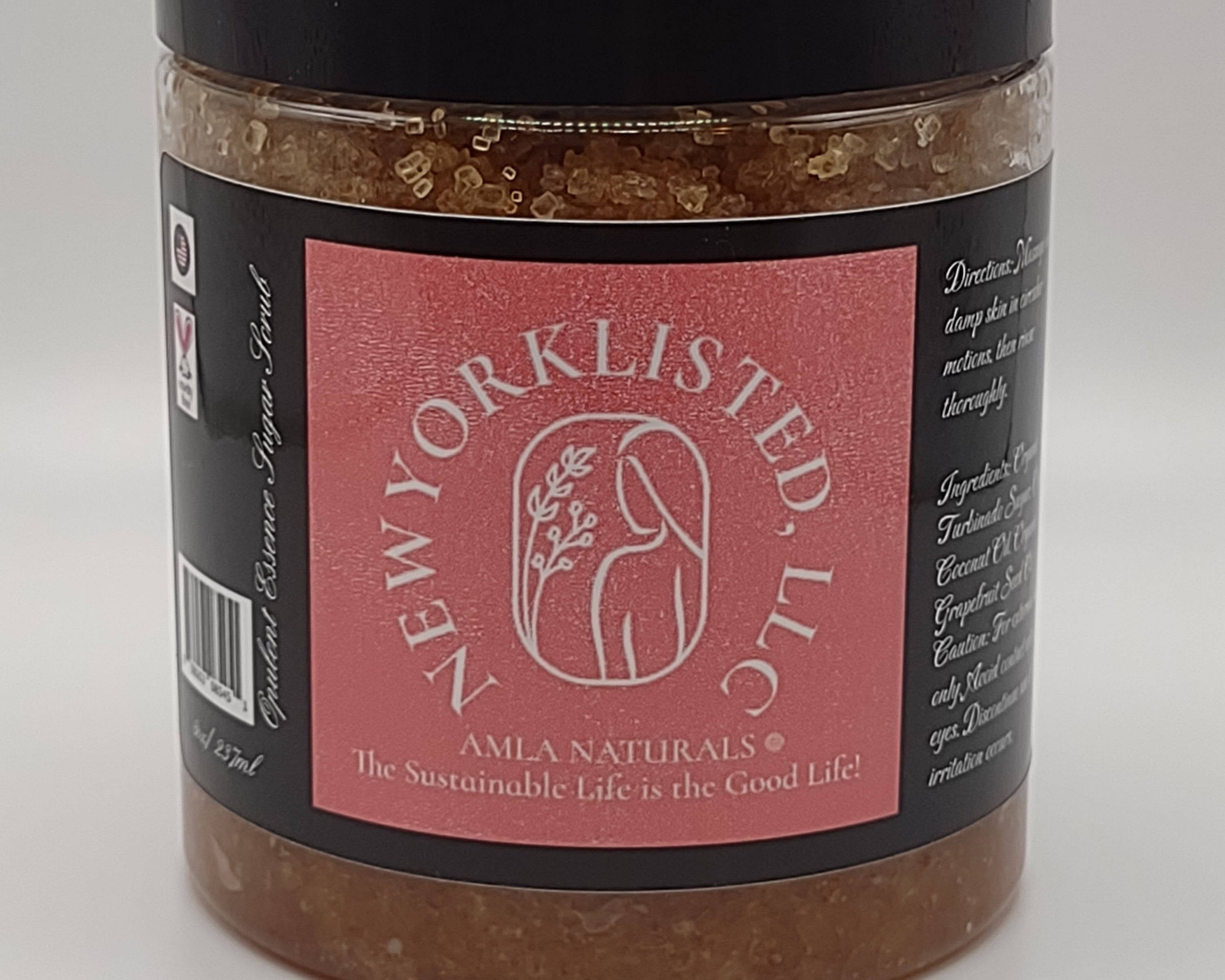 AMLA NATURALS Opulent Essence Sugar Scrub, 8oz Jar Organic Three Simple Ingredients