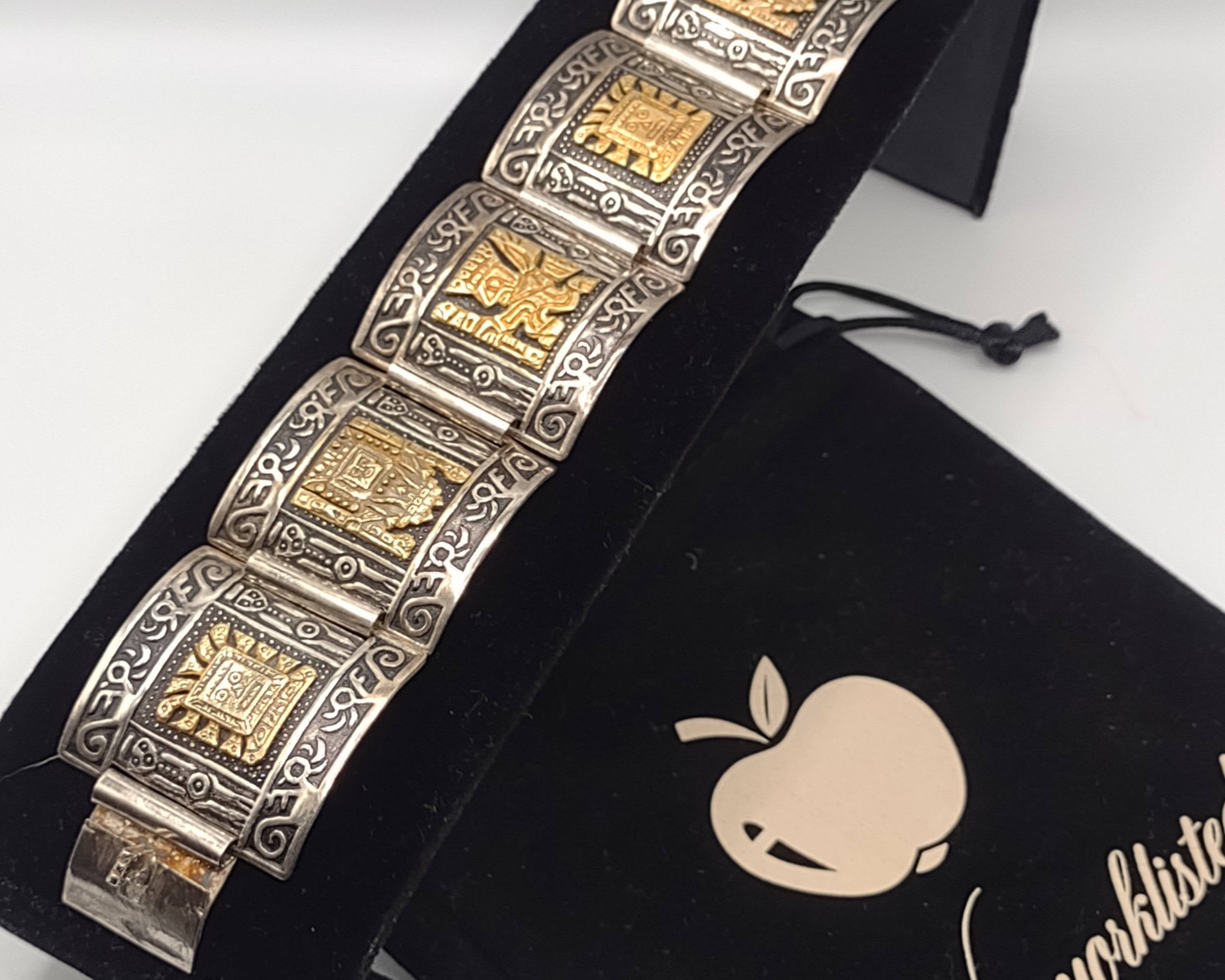 NEWYORKLISTED Vintage Jewelry Collection - Aztec Majesty Sterling Silver Bracelet - NEWYORKLISTED