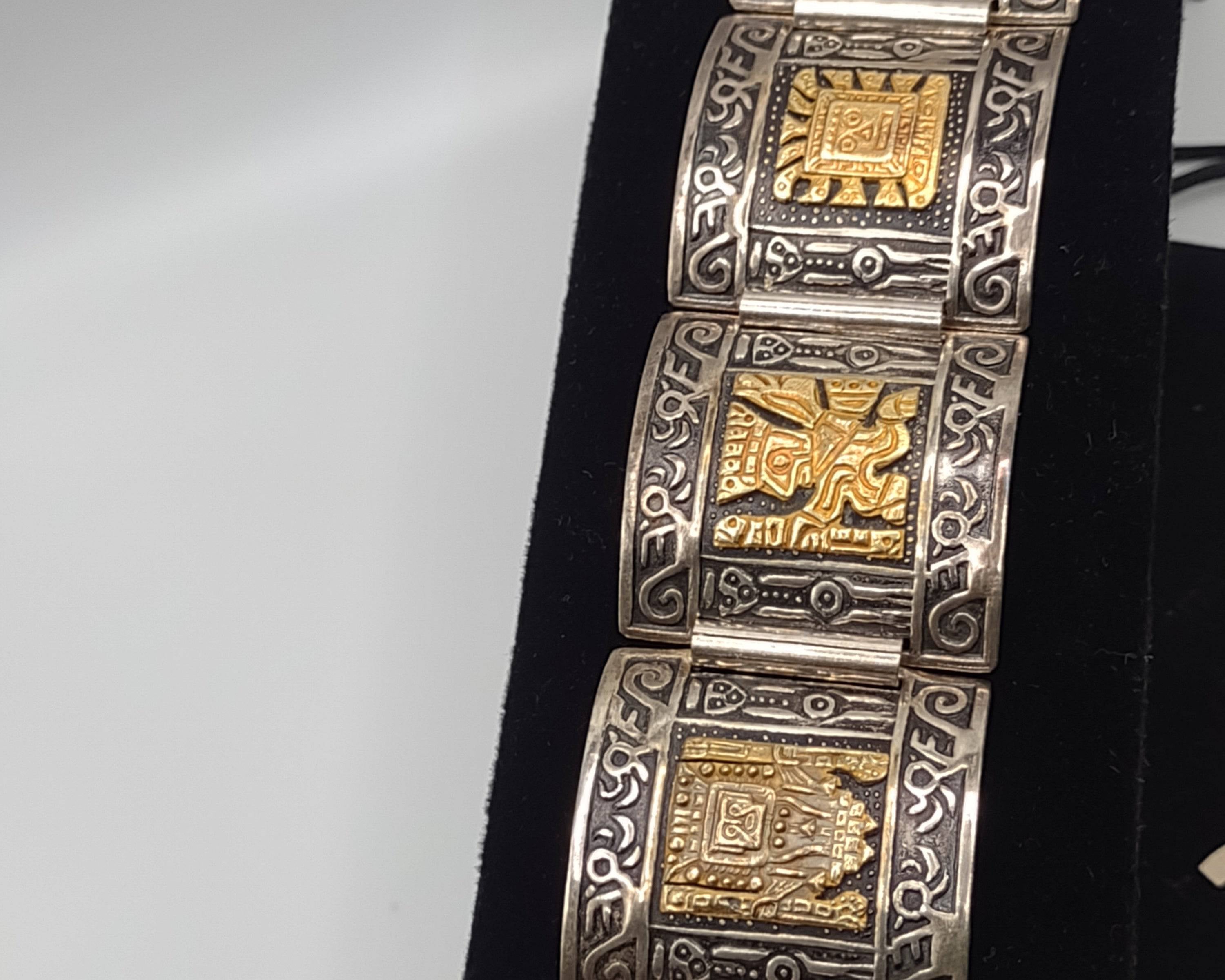 NEWYORKLISTED Vintage Jewelry Collection - Aztec Majesty Sterling Silver Bracelet - NEWYORKLISTED