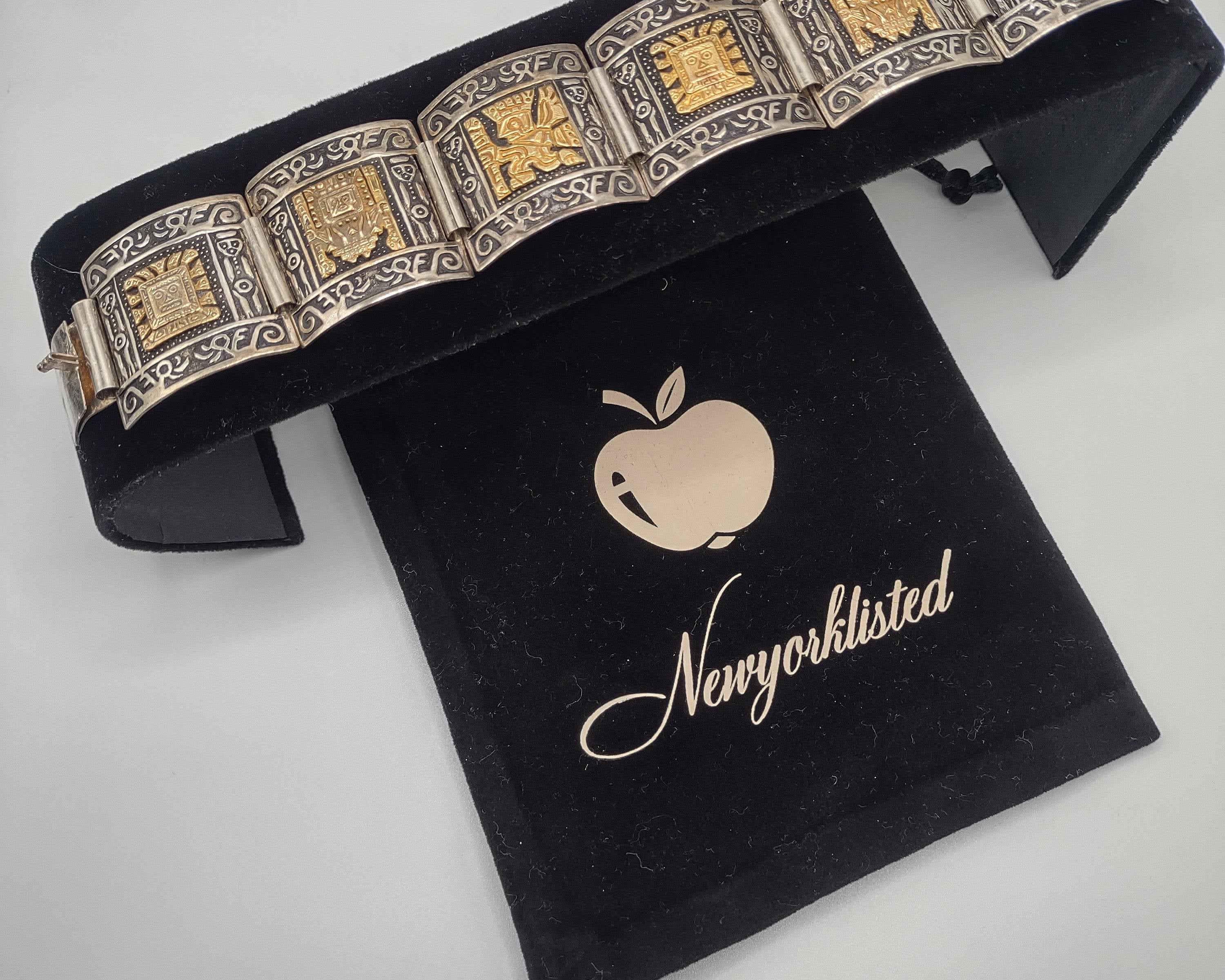 NEWYORKLISTED Vintage Jewelry Collection - Aztec Majesty Sterling Silver Bracelet - NEWYORKLISTED