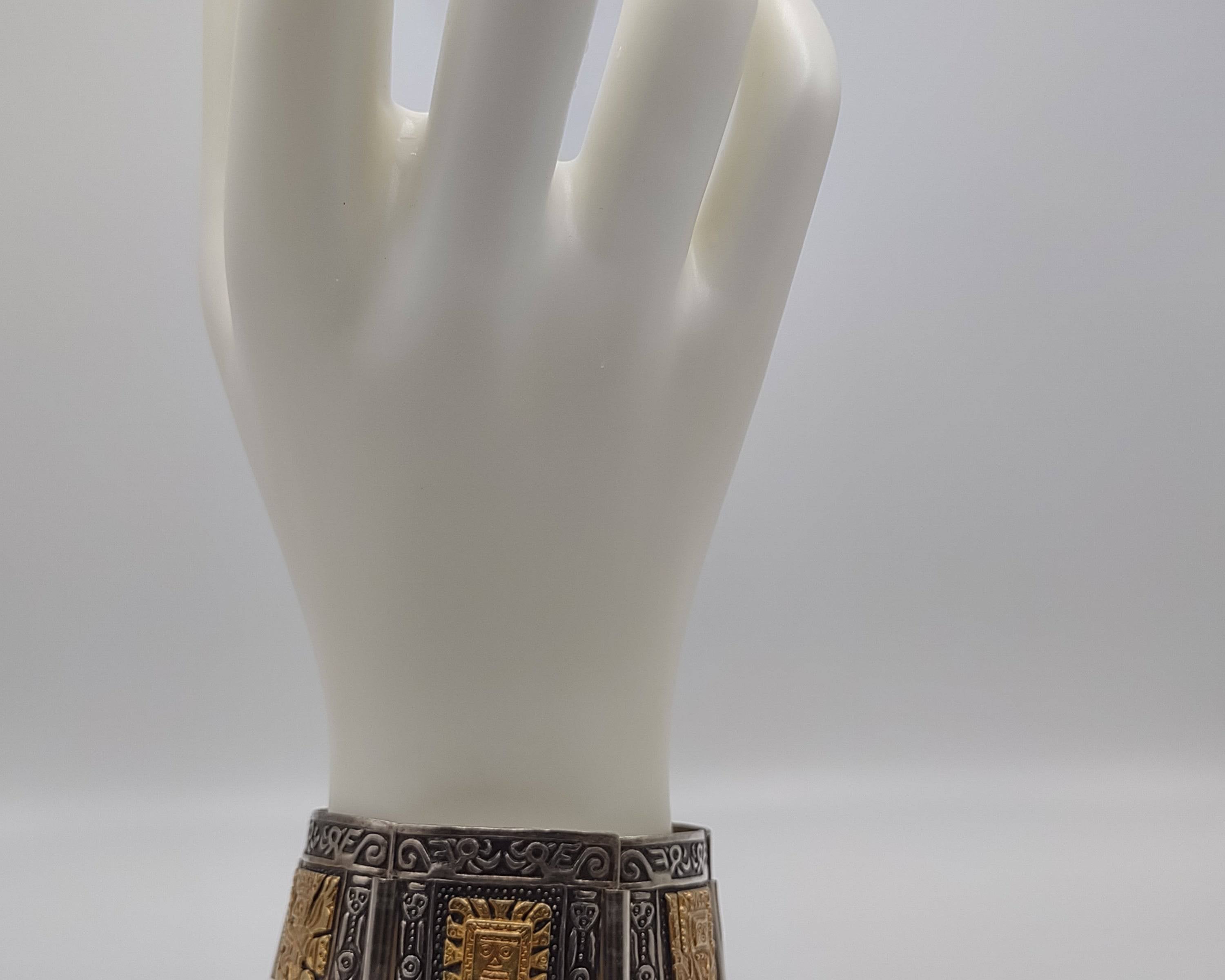 NEWYORKLISTED Vintage Jewelry Collection - Aztec Majesty Sterling Silver Bracelet - NEWYORKLISTED