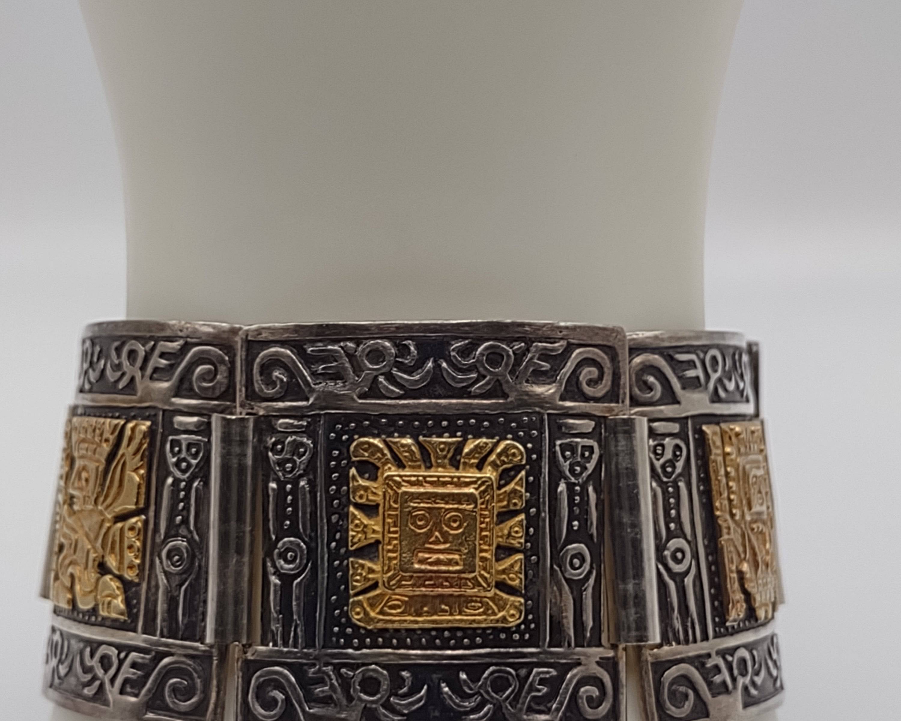 NEWYORKLISTED Vintage Jewelry Collection - Aztec Majesty Sterling Silver Bracelet - NEWYORKLISTED