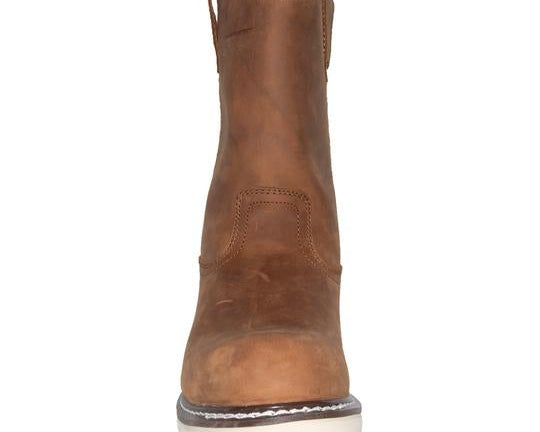 Men's 8" Side Zipper Pull On Wellington Leather Boots-4