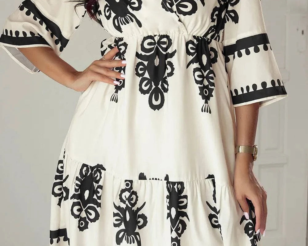 NEWYORKLISTED STYLE COLLECTION: Lovely Print Half Sleeve Knee Length Dress - NEWYORKLISTED