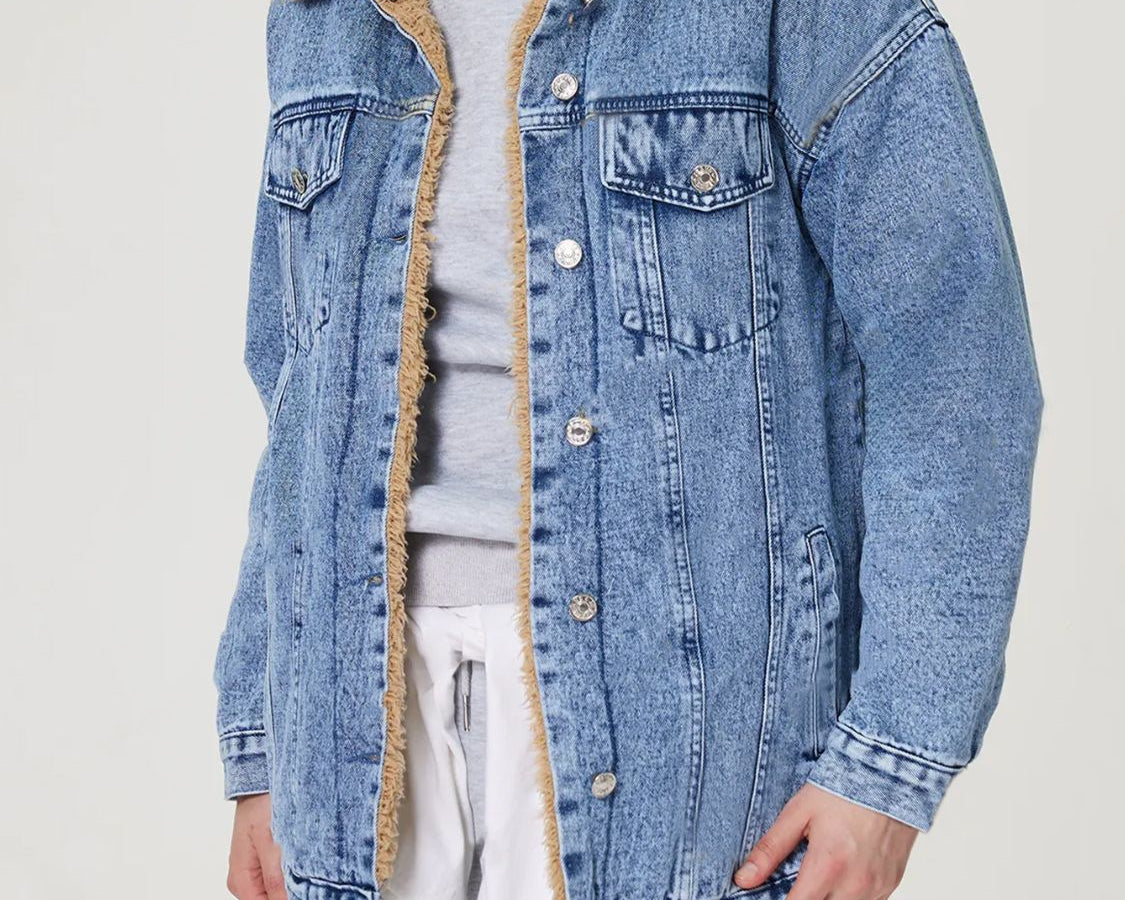 NEWYORKLISTED STYLE COLLECTION: Neck Plush Denim Jacket