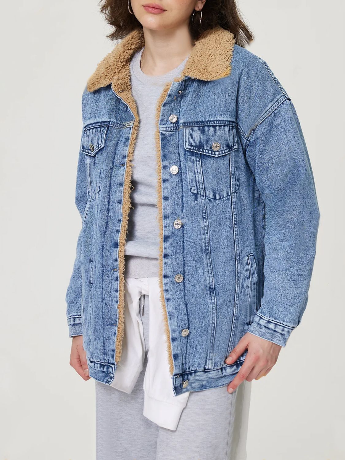NEWYORKLISTED STYLE COLLECTION: Neck Plush Denim Jacket