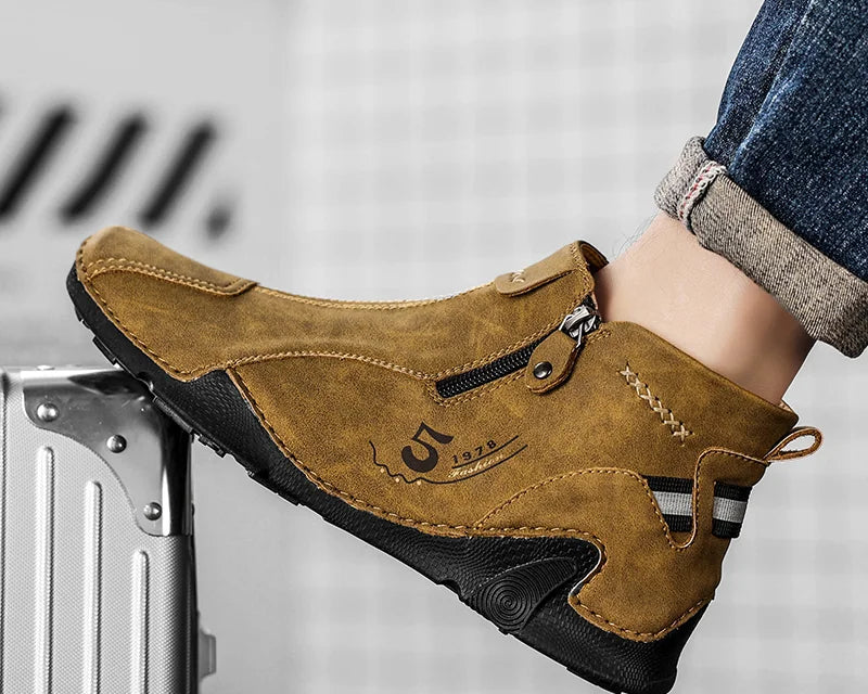 Winter New Chelsea Men's Boots Suede Ankle Boot British Style Leather Boots Men Fashion Boots Soft Sole Round Head Wedding Boots - NEWYORKLISTED