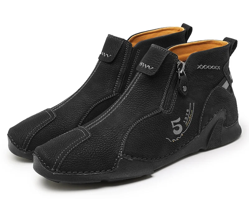 Winter New Chelsea Men's Boots Suede Ankle Boot British Style Leather Boots Men Fashion Boots Soft Sole Round Head Wedding Boots - NEWYORKLISTED